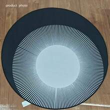 1 pieza Alfombra decorativa con círculos concéntricos en blanco y negro, decoración de dormitorio, alfombra pequeña, alfombra de sala de estar, alfombra de exterior lavable