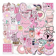 50张卡通粉色女孩涂鸦贴纸，可用于行李箱、吉他、滑板等。 - 彩色 - 查看 2