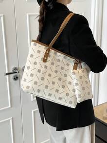 大容量简约时尚小众手提包，女士新款时尚单肩手提包 - 彩色 - 查看 3