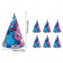 6/12pcs Stitch Cartoon Birthday Hats, Stitch Party Supplies, Suitable For Graduation, Wedding, Party Decorations And Stitch Themed Party (With Strings) - Multicolor - View 4
