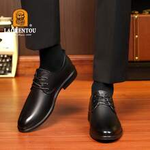 LAORENTOU 1 Paio di Scarpe Formali/da Ufficio in Vera Pelle Monocolore con Lacci, Regalo di Natale e San Valentino - nero - Visualizzare 15