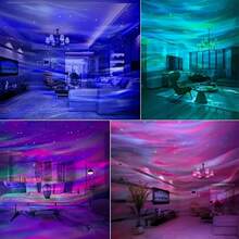 星空极光投影灯，吸顶式LED氛围灯，USB供电卧室/客厅夜灯，营造轻松氛围，可调光情调灯，理想之选（含遥控器，不含电池） - 彩色光 - 查看 7