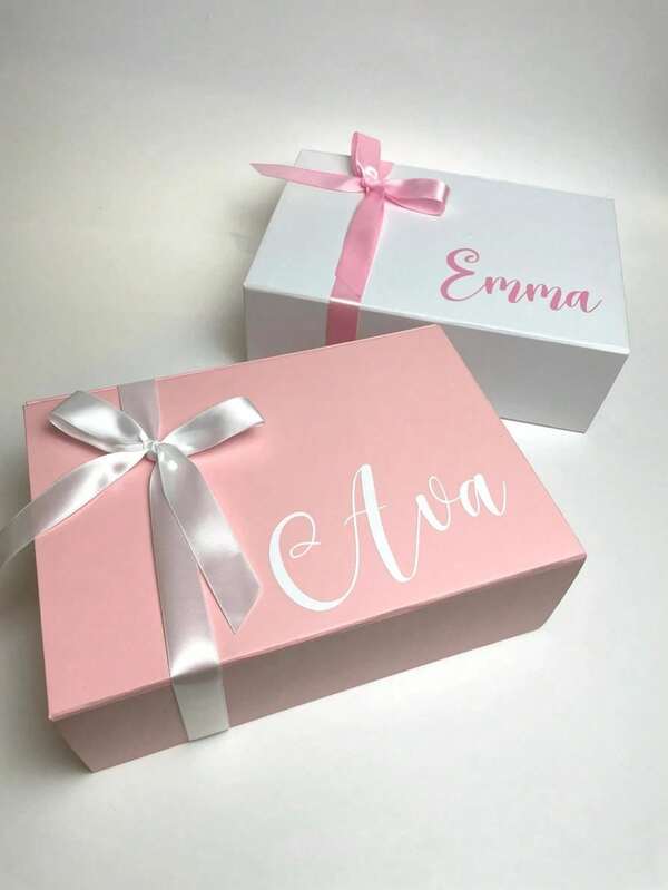 1pc Customized Personalized Magnetic Gift Box, Available In 3 Colors, Can Customize Name And Text, Perfect For Christmas, Parties, Celebrations, And An Unique Gift For Her/Him, Boyfriend, Girlfriend, Best Friend, Suitable For Christmas, Valentine's Day, Birthday, Anniversary, With Printed Pattern