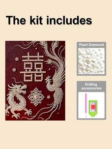 New Pearl Painting Dragon And Phoenix Double Happiness Frameless DIY Handmade Diamond Painting Kit, Suitable For Bedroom Decoration, Living Room Hanging Paintings, Room Decoration, Artwork, Birthday Gifts For Friends, Christmas, New Year, Valentine's Day, Holiday Gifts Full Of Novelty. - Multicolor - View 11