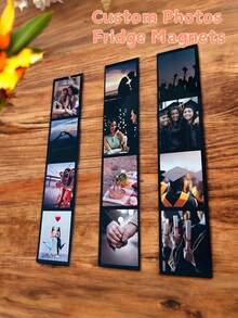 个性化照片条冰箱贴，定制照片冰箱贴纸，适用于厨房冰箱装饰、创意家居装饰、厨房装饰、派对装饰、家庭相册、婚礼纪念品、旅行回忆、生活回忆、送给闺蜜的礼物、生日礼物、情侣礼物、趣味冰箱贴 - 彩色 - 查看 3