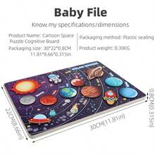 Children's Solar System 8 Planets Matching Game Puzzle Cognitive Board, Preschool Early Education Intelligent Wooden Toy - Multicolor - View 14