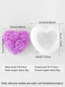 Rose Heart Shaped Candle Mold, Heat-Resistant | High Elasticity Silicone Mold, Multi-Purpose - For Making Candles, Plaster/Painting, Squeezy Toys/Stress Relief, Wedding Favors, Photography Backdrops, Home Decor, Party Gifts, Handmade Crafts. Molded In One Piece, Flexible And Easy To Clean, Reusable - White - View 11