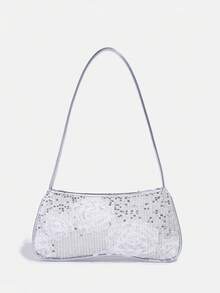 1pc Girl's New Fashion Sequin Elegant Shoulder Bag, High-End Baguette Bag, Fashionable Floral Sequin Baguette Bag, Evening Clutch, Wallet, Coin Purse, Black, White, Pink, Gold, Silver, Suitable For Daily, Party, Travel, Ideal Gift - Multicolor - View 18