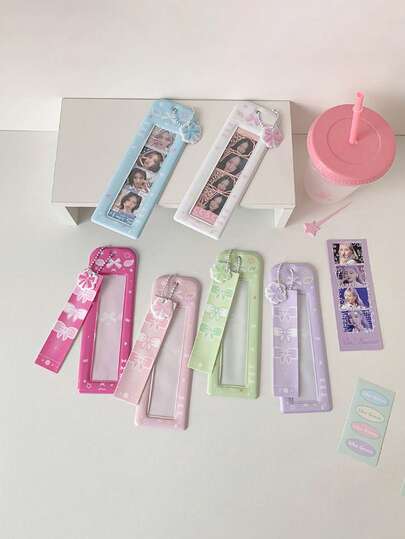 1 st flerfärgad korthållare med 4 platser söt halsduk display kortpåse fotokortshållare bedårande kreditkortsfodral hänge nyckelring namnskylt student-ID/bankkort fotokortshänge nyckelring för kvinnor mini plånbok liten plånbok kortplånbok reseviktig