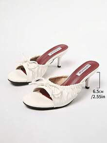 Sandal quai ngang đế dày bằng lưới, nơ kiểu Pháp, kiểu dáng cổ tích mới, phù hợp với váy, dép hở mũi. - trắng - Xem 7
