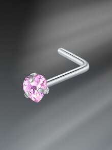 CIZME 1PC Nose Rings Studs Nose Studs Nose Rings, 18G 7mm Stainless Steel Cute Nostril Nose Piercing Jewelry Nose Screw Studs Nose Studs For Women, Pink CZ Round Square Star Heart CZ Bone Screw L Shaped Nose Studs - Nose Stud - View 13