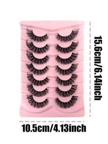 新款7对装D卷3D蓬松猫眼假睫毛，貂毛材质，自然柔软，打造浓密卷翘妆效，轻盈如羽，尽显精致妆容。 - 自然纖長款 - 查看 8