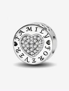 1个925纯银心形吊坠，适合女性DIY手链饰品