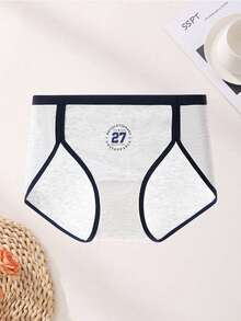 4PCS Women's Panties Collegiate Style Sports Underwear High Slit Underwear, Casual Daily Women's Briefs - Multicolor - View 6