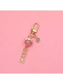 1pc Elegant & Fashionable Cute Maneki-Neko Keychain Pendant, Popular Ceramic Charm Accessory For Women Backpack - A - View 3