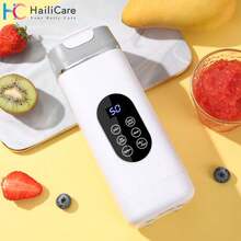 Hailicare 便携式个人搅拌机，USB充电，12刀片榨汁机，4种模式，420毫升容量，LED数字显示屏，适用于家庭、办公室、健身房、运动和户外使用。 - 白色 - 查看 3