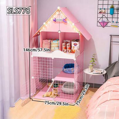2-Tier Indoor Cat Cage/Condo, Home Apartment Free Space Small Cat Bed For Kittens