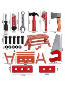 一套儿童过家家维修工具玩具，模拟维修工具，适合建筑工地角色扮演，提升儿童动手能力，儿童节日礼物 - 彩色 - 查看 16