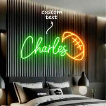 Décoration murale à lumière néon USB personnalisable et gradable, enseigne au néon personnalisée, décoration de chambre à coucher au néon, cadeau pour mariage, anniversaire, Noël, Saint-Valentin - football - Voir 3