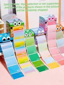 1张全新卡通渐变拉页便签本，高品质便利贴，适合日常使用、学习、标记、笔记等。