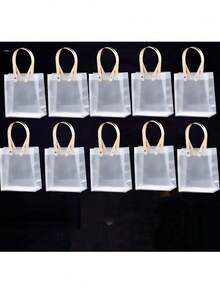 2/10/20pcs Valentine's Day Transparent Gift Bags, Christmas Gift Packaging Bags, Transparent Frosted Handle Bags With Wristband, Transparent Tote Bags For Jewelry Packaging, Cosmetics Storage, Perfect Gift Bags For Valentine's Day, Wedding, Thanksgiving, Shopping, Party, Craft Tote Bags, Moon Festival, Giveaway Packaging, Small Business Promotional Gift Bags - Clear - View 9