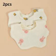 2件/3件套 6层纱布婴儿围兜，可爱卡通口水巾，吸水性强，防吐奶婴儿拍嗝巾 - 彩色 - 查看 11