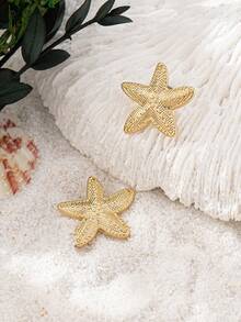 1对时尚优雅的极简主义海星耳钉（女士款） - 海星 - 查看 14