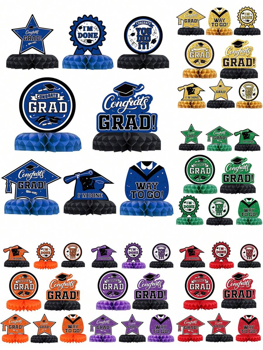 8pcs/Set Graduation Honeycomb Ornaments For Graduation Decor Table Centerpiece , 2026 Graduation Honeycomb Decorations Paper Ornaments, Room Decor, Home Decor, Celebration Graduation Party Room Table Background Decoration, Graduation Season Party Favor Gifts, Graduation Photo Props, Congrats Graduation Party Supplies, Easter Valentine's Day - Graduation Season - View 1