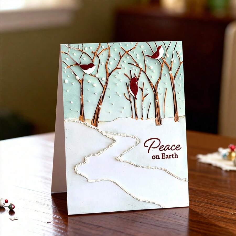 Troqueles de corte con diseño de árboles creativos, plantillas de estarcido para hacer álbumes de recortes DIY, tarjetas de felicitación, manualidades de corte de papel y plantillas de tarjetas de regalo - Plateado - Ver 1
