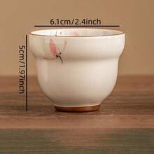 手绘粉色兰花葫芦形陶瓷茶杯，中式茶杯，水杯 - 彩色 - 查看 9