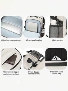 男士背包，大容量轻便旅行包，大学生高中返校背包，休闲多功能背包，多隔层设计方便收纳科学用品，带电脑隔层，适合日常通勤，电脑包 - 彩色 - 查看 9