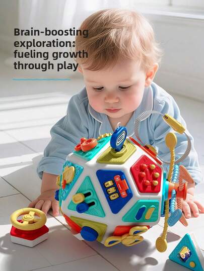 1pc Baby Busy Ball, 22-Sided Puzzle Cube Rattle Toy, Developmental Sensory Toy For Infants, Toddlers, Daily Entertainment, Parent-Child Interaction, Holiday Gift