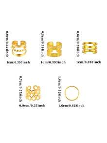 50颗合金波西米亚风迷你脏辫珠，波西米亚复古镂空时尚发圈套装，圆形纯色发饰，适合女性和女孩 - 金色 - 查看 6