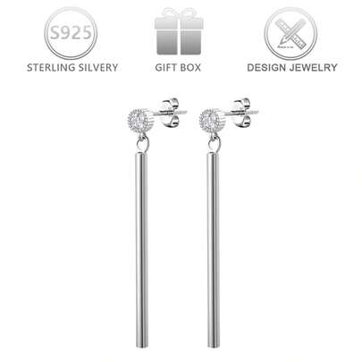 1 par de pendientes de plata de ley 925 con circonita incrustada de lujo para mujeres, adecuados para uso diario casual, fiestas, vacaciones y como regalo de cumpleaños