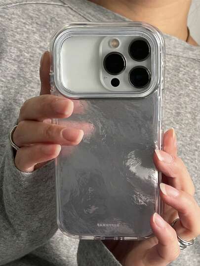 1个简约复古纯色冰川图案手机壳，兼容 17 Pro Max、17 Pro、17、16、15、14、13、12 Pro Max、14、15、16 Plus、11，不对称水波纹防震边框后盖，女士适用