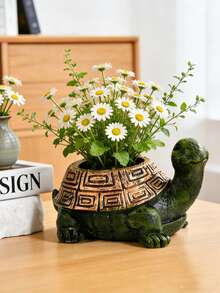 1pc Turtle Plant Pot Flowerpot Animal Garden Pots Resin Succulent Pots Planter Bonsai Plant Holder For Home Office Desk Mini Ornament - Multicolor - View 4