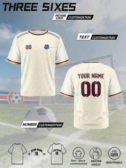 Customized Spain Men's Plus Size 2026 Round Neck Football Jersey, Single Piece Sportswear For Team, Club, Training, Front & Back Customizable With Name, Number, Logo, Suitable For Casual, Sports, Training, Spring/Summer/Autumn, Fashionable, Minimalist, Personalized