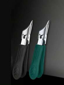 Modern Stainless Steel Toenail Clippers, 25° Angled Blades - Splash-Resistant Design For Thick/Ingrown Nails, Ergonomic Non-Slip Handle, Black & Green (Holiday Green Handle) - Foot Care Tool - Multicolor - View 12