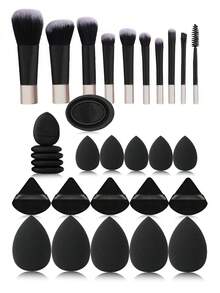 20/31/38件套化妆刷套装，化妆工具组合，面部美容工具，散粉刷，粉底刷，眼影刷，眉刷，化妆海绵，面部冰敷按摩器，发圈，面部刮痧板和滚轮按摩器，适合学生、女士、母亲，节日礼物