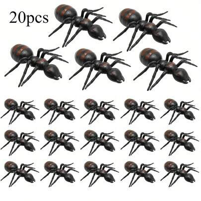 20 Pcs Plastic Fake Big Ants, Fake Insects, Plastic Mock Reptile Insects For Christmas, Carnival Decorations, Halloween Party Favors Decoration Props For Adult