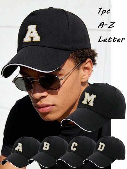 1PC Unisex Personalized A-Z Letter Extra Long Brim Sandwich Baseball Cap, Soft Breathable Adjustable Dad Hat,Versatile For Hiking, Beach,Work Commute, Sports Activities & Casual Outfits