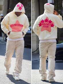 Aelfric Eden Womens Graphic Hoodies Pink Star Print Hoodie Unisex Oversized Hoodies Long Sleeve Pocket Pullover - trắng - Xem 10
