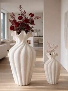1 pieza Jarrón decorativo ondulado de estilo bohemio hecho a mano con abertura con forma de pétalo, decoración de escritorio minimalista para el hogar, regalo de estilo rústico para la sala de estar y el dormitorio - Multicolor - Ver 11