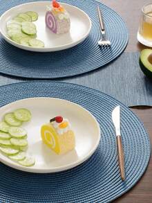 2片/4片装15英寸圆形编织PP餐垫，纯色手工编织隔热桌垫，多种颜色可选，可水洗防滑耐热桌垫杯垫，适用于家庭餐桌装饰、节日派对、餐厅、厨房、农舍风格、圣诞节和新年派对 - 彩色 - 查看 18