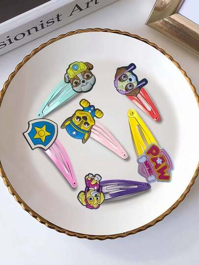  Paw Patrol Decorative Hair Scrunchies Set, Cartoon Print Enamel Hair Clips, Elastic Hair Ties