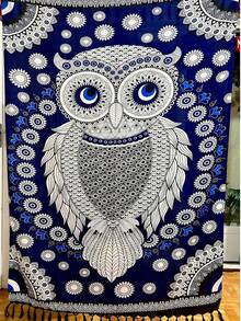 Printed Beach Sarong/Pareno – Monstera Leaf / Mandala / Turtle – Polyester 1.00 X 1.80m Lightweight And Versatile - 貓頭鷹13 - 查看 2