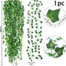 1-12pcs Artificial Ivy Leaves Garland, Silk Fake Ivy Vines For Bedroom Decor, Beautiful Home Wall Decoration, Suitable For Valentine's Day - Green - View 7