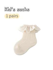 1 Pair Girls' Floral Lace Trim Princess Knee High Socks, Toddler Leg Warmers - Multicolor - View 20