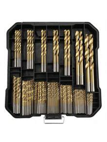 99PCS 1.5-10mm Twist Drill High Speed Steel Titanium-Plated Twist Drill Bit Steel Plate Drill Tapper Drill Bit Woodworking Tools - 1 - View 3