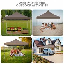 Gazebo Instantáneo 10x10 ft con 4 Paredes Laterales | Toldo Exterior Portátil con Bolso con Ruedas, Impermeable para Jardín, Patio y Eventos al Aire Libre - Caqui - Ver 6
